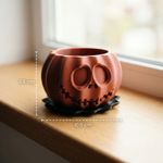 Casa si Gradina - Gradinarit si plante - Plante si ghivece - Ghivece si suporturi - Ghiveci Decorativ Halloween cu Fata Sculptata, Rosu, 11 cm - Infinity.ro