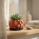 Casa si Gradina - Gradinarit si plante - Plante si ghivece - Ghivece si suporturi - Ghiveci Decorativ Halloween cu Fata Sculptata, Rosu, 11 cm - Infinity.ro