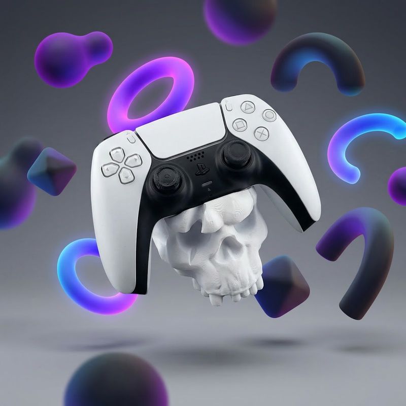 PC, gaming si accesorii - Gaming - Accesorii gaming - Accesorii console gaming - Suport Controller cu Design Craniu, Alb, 13 cm - Infinity.ro