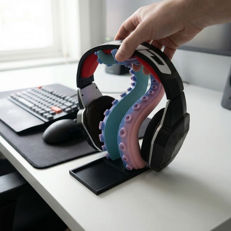 PC, gaming si accesorii - Periferice PC - Periferice Diverse - Suport casti cu tentacul decorativ, multicolor, 4x6.4x9.9cm - Infinity.ro