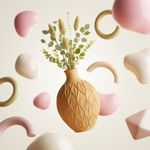 Casa si Gradina - Decoratiuni - Obiecte decorative - Vaze si boluri decorative - Vaza Decorativa cu Model de Frunze, Bej, 25 cm - Infinity.ro