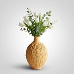 Casa si Gradina - Decoratiuni - Obiecte decorative - Vaze si boluri decorative - Vaza Decorativa cu Model de Frunze, Bej, 25 cm - Infinity.ro