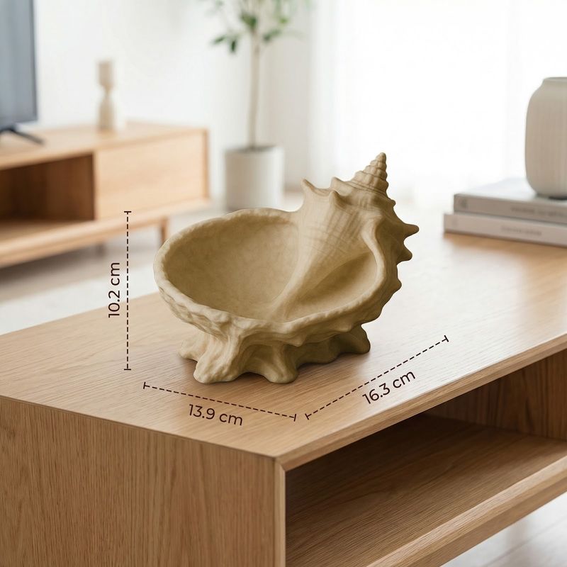 Casa si Gradina - Decoratiuni - Obiecte decorative - Vaze si boluri decorative - Bol Decorativ tip Scoica Sculpturala, Bej, 16 cm - Infinity.ro