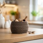 Casa si Gradina - Mobilier - Organizare si depozitare - Cutii depozitare - Recipient Depozitare Minimalist cu Capac Filetat, Gri Metalizat, 8 cm - Infinity.ro