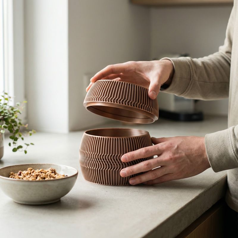 Casa si Gradina - Mobilier - Organizare si depozitare - Cutii depozitare - Recipient Depozitare Minimalist cu Capac Filetat, Gri Metalizat, 8 cm - Infinity.ro