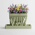 Casa si Gradina - Gradinarit si plante - Plante si ghivece - Ghivece si suporturi - Ghiveci suspendat cu suporti in forma de trunchi copac, cu tavita, verde, printat 3D, plastic PLA, 12cm lungime, 6cm inaltime - Infinity.ro