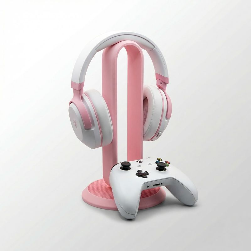 PC, gaming si accesorii - Periferice PC - Periferice Diverse - Suport casti, roz, design silueta minimalista, 12 cm - Infinity.ro