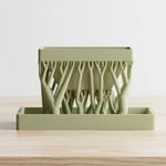 Casa si Gradina - Gradinarit si plante - Plante si ghivece - Ghivece si suporturi - Ghiveci suspendat cu suporti in forma de trunchi copac, cu tavita, verde, printat 3D, plastic PLA, 12cm lungime, 6cm inaltime - Infinity.ro