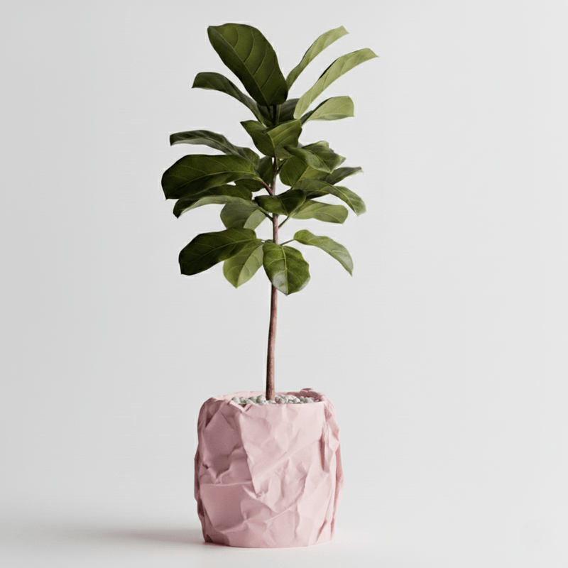 Casa si Gradina - Gradinarit si plante - Plante si ghivece - Ghivece si suporturi - Ghiveci decorativ Crumpled Design, roz rosewood, plastic PLA, diametru 12cm, inaltime 16cm - Infinity.ro