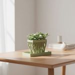 Casa si Gradina - Gradinarit si plante - Plante si ghivece - Ghivece si suporturi - Ghiveci suspendat cu suporti in forma de trunchi copac, cu tavita, verde, printat 3D, plastic PLA, 12cm lungime, 6cm inaltime - Infinity.ro