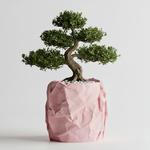 Casa si Gradina - Gradinarit si plante - Plante si ghivece - Ghivece si suporturi - Ghiveci decorativ Crumpled Design, roz rosewood, plastic PLA, diametru 12cm, inaltime 16cm - Infinity.ro