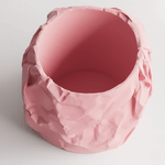 Casa si Gradina - Gradinarit si plante - Plante si ghivece - Ghivece si suporturi - Ghiveci decorativ Crumpled Design, roz rosewood, plastic PLA, diametru 12cm, inaltime 16cm - Infinity.ro