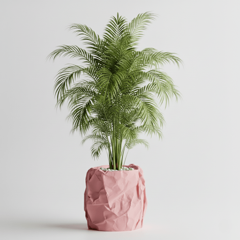 Casa si Gradina - Gradinarit si plante - Plante si ghivece - Ghivece si suporturi - Ghiveci decorativ Crumpled Design, roz rosewood, plastic PLA, diametru 12cm, inaltime 16cm - Infinity.ro