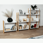 Casa si Gradina - Mobilier - Biblioteci si rafturi - Rafturi - Etajera cu 3 rafturi, bambus natural / alb, BALTIKA TYPE 2 - Infinity.ro