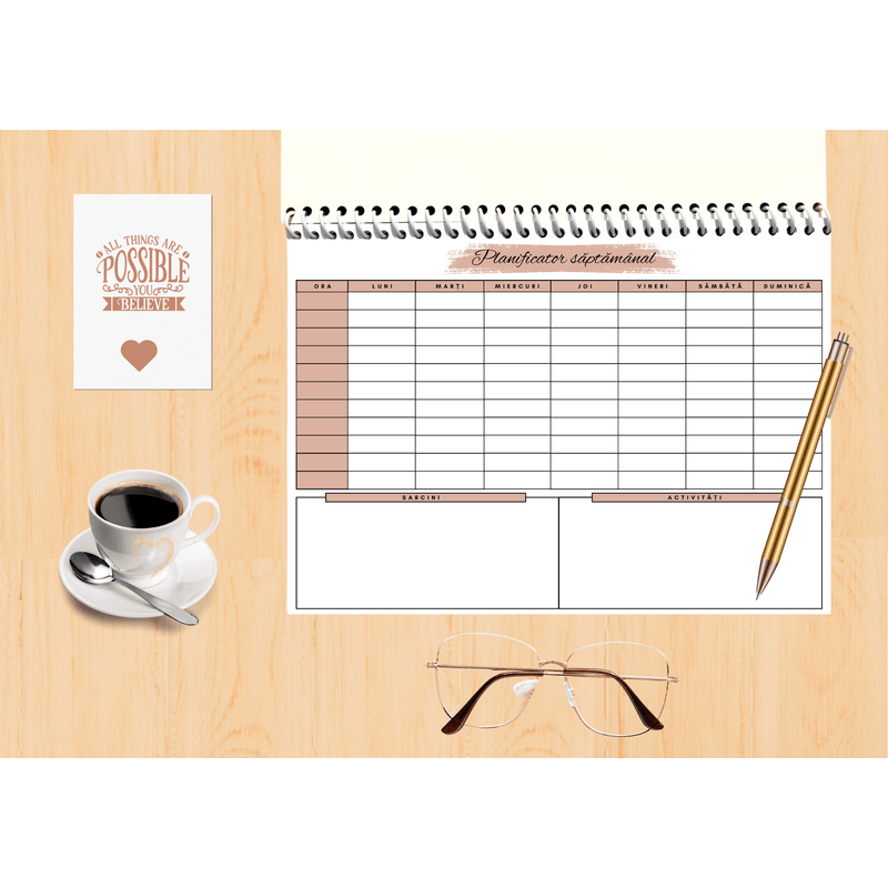 Carti si Birotica - Papetarie - Agende si calendare - Planere - Planificator Saptamanal, Nedatat, A4, 54 de file legate cu spirala, Coperta personalizabila, Avocat - Infinity.ro