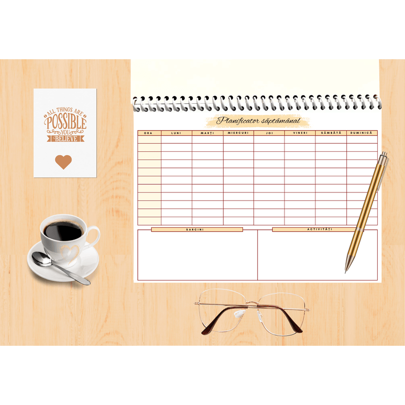 Carti si Birotica - Papetarie - Agende si calendare - Planere - Planificator Saptamanal, Nedatat, A4, 54 de file legate cu spirala, Coperta personalizabila, Cadre didactice - Infinity.ro
