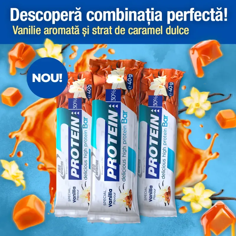 Ingrijire personala si Cosmetice - Sanatate si wellness - Nutritie sportiva - Alte suplimente sportive - Cutie 12 batoane proteice, Protein Bar, Vanilie-caramel, 40g - Infinity.ro