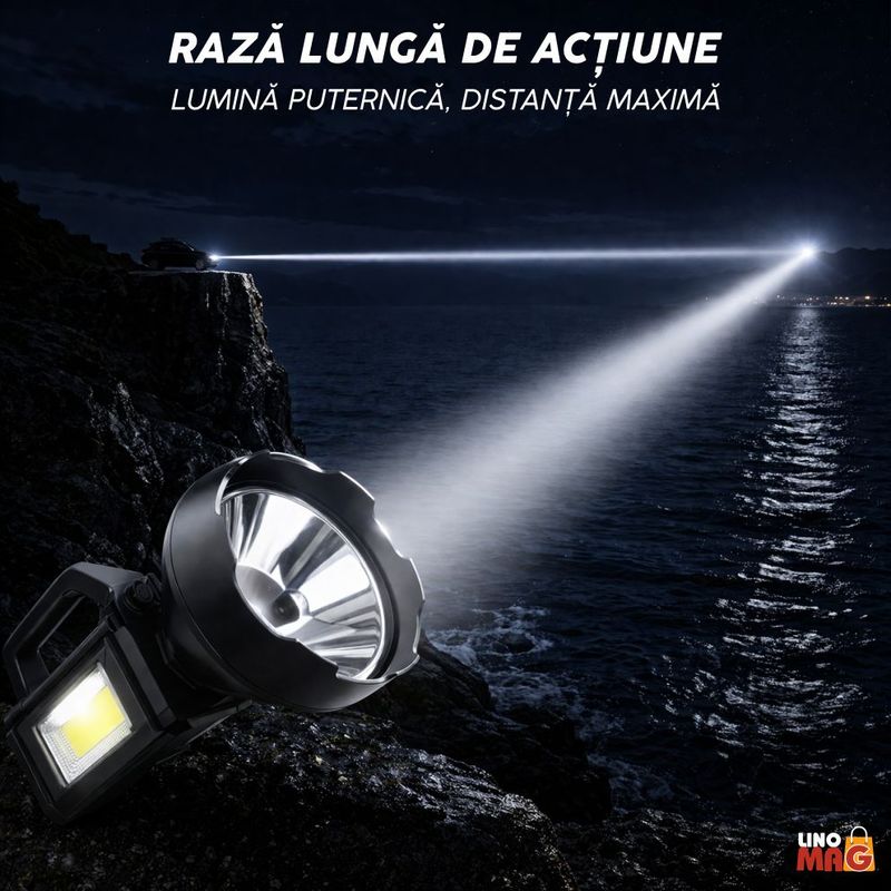 Sport si Outdoor - Camping - Articole solare camping - Lampi si lanterne camping - Lanterna LED SL-100 Linomag®, COB lateral, USB, powerbank, IP65, 28x12cm, negru - Infinity.ro