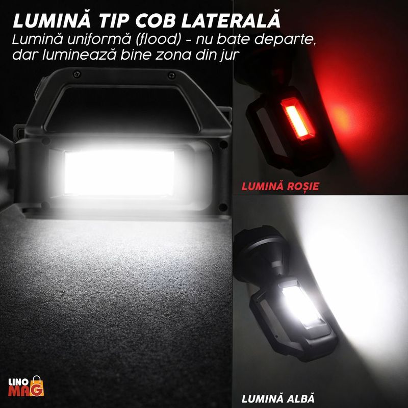 Sport si Outdoor - Camping - Articole solare camping - Lampi si lanterne camping - Lanterna LED SL-100 Linomag®, COB lateral, USB, powerbank, IP65, 28x12cm, negru - Infinity.ro