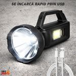 Sport si Outdoor - Camping - Articole solare camping - Lampi si lanterne camping - Lanterna LED SL-100 Linomag®, COB lateral, USB, powerbank, IP65, 28x12cm, negru - Infinity.ro