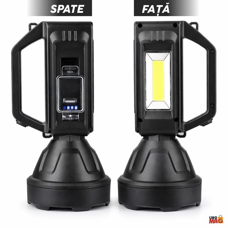 Sport si Outdoor - Camping - Articole solare camping - Lampi si lanterne camping - Lanterna LED SL-100 Linomag®, COB lateral, USB, powerbank, IP65, 28x12cm, negru - Infinity.ro