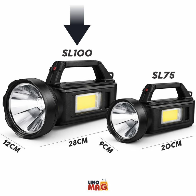 Sport si Outdoor - Camping - Articole solare camping - Lampi si lanterne camping - Lanterna LED SL-100 Linomag®, COB lateral, USB, powerbank, IP65, 28x12cm, negru - Infinity.ro