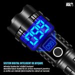 Sport si Outdoor - Camping - Articole solare camping - Lampi si lanterne camping - Lanterna LED cu zoom Linomag®, 5000mAh, USB-C, 5 moduri, IP67, display digital, power bank, negru - Infinity.ro