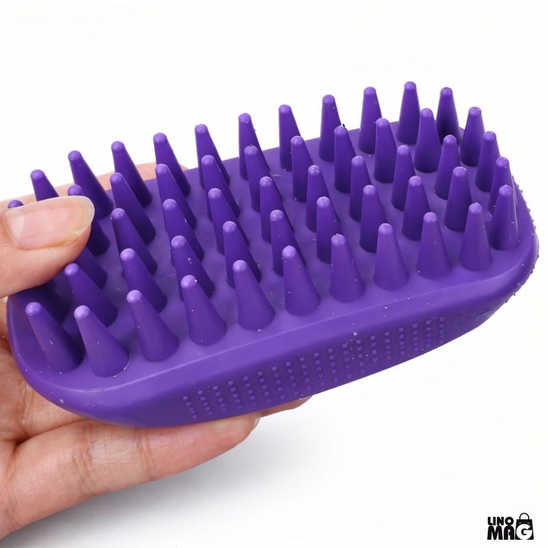Petshop - Ingrijire si Igiena - Aparate de ingrijire - Alte aparate ingrijire animale - Set ingrijire caini/pisici Linomag®, 9 piese, grooming complet, perii, manusa, cleste unghii, foarfeca, pieptene, mov - Infinity.ro
