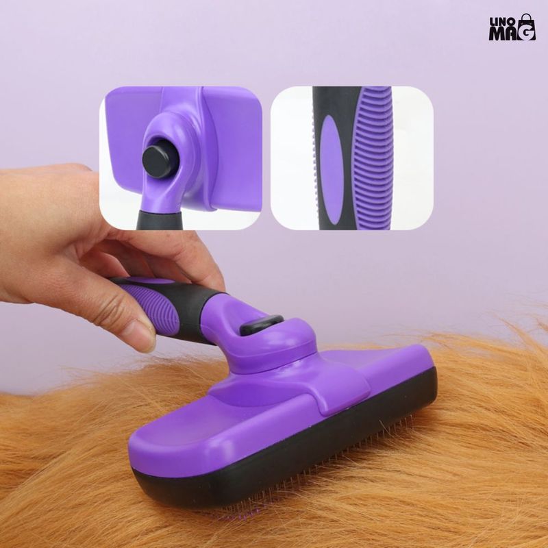 Petshop - Ingrijire si Igiena - Aparate de ingrijire - Alte aparate ingrijire animale - Set ingrijire caini/pisici Linomag®, 9 piese, grooming complet, perii, manusa, cleste unghii, foarfeca, pieptene, mov - Infinity.ro