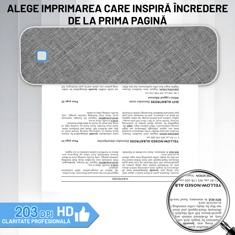 PC, gaming si accesorii - Imprimante, scanere & consumabile - Imprimante - Imprimante termice - Imprimanta Termica Portabila A4 CZAY®,Etichete 50–220 mm,HD 304 DPI,30 mm/s,iOS/Android/Windows/MacOS,2600 mAh,Bluetooth - Infinity.ro