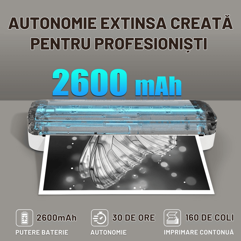PC, gaming si accesorii - Imprimante, scanere & consumabile - Imprimante - Imprimante termice - Imprimanta Termica Portabila A4 CZAY®,Etichete 50–220 mm,HD 304 DPI,30 mm/s,iOS/Android/Windows/MacOS,2600 mAh,Bluetooth - Infinity.ro
