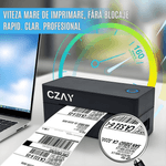 PC, gaming si accesorii - Imprimante, scanere & consumabile - Imprimante - Imprimante termice - Imprimanta Termica Etichete CZAY®,Bluetooth,AWB 100x150 mm (A6),Etichete 30-110 mm,203 DPI,160 mm/s,Suport Inclus,USB - Infinity.ro