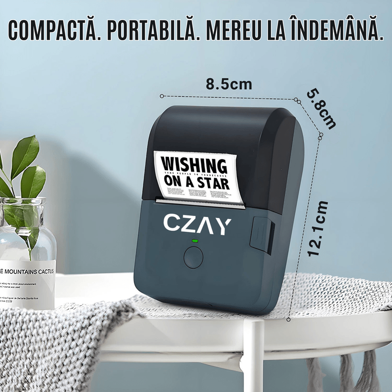 PC, gaming si accesorii - Imprimante, scanere & consumabile - Imprimante - Imprimante termice - Imprimanta Termica Portabila CZAY®, Bluetooth,Etichete 20-58mm, HD 203 DPI,50 mm/s,1200 mAh, Aplicatie Telefon, Albastru - Infinity.ro