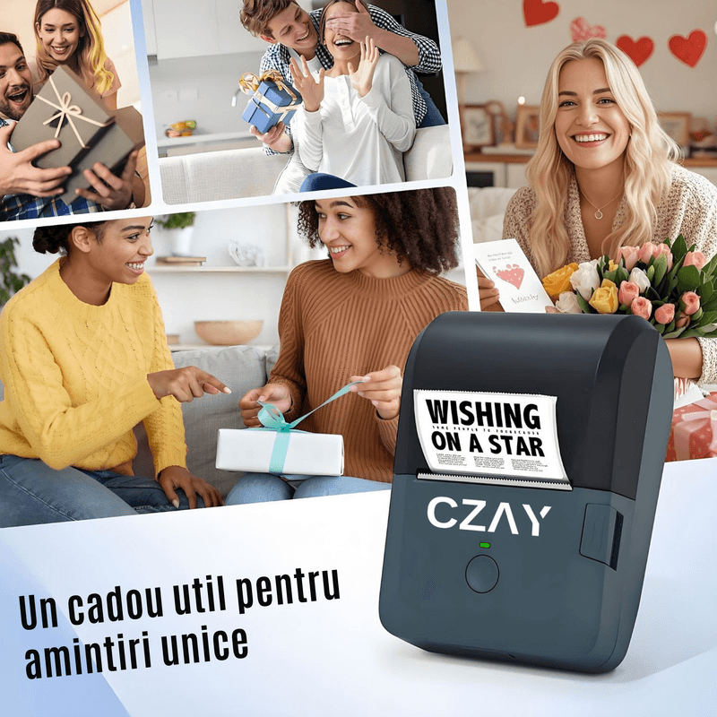 PC, gaming si accesorii - Imprimante, scanere & consumabile - Imprimante - Imprimante termice - Imprimanta Termica Portabila CZAY®, Bluetooth,Etichete 20-58mm, HD 203 DPI,50 mm/s,1200 mAh, Aplicatie Telefon, Albastru - Infinity.ro
