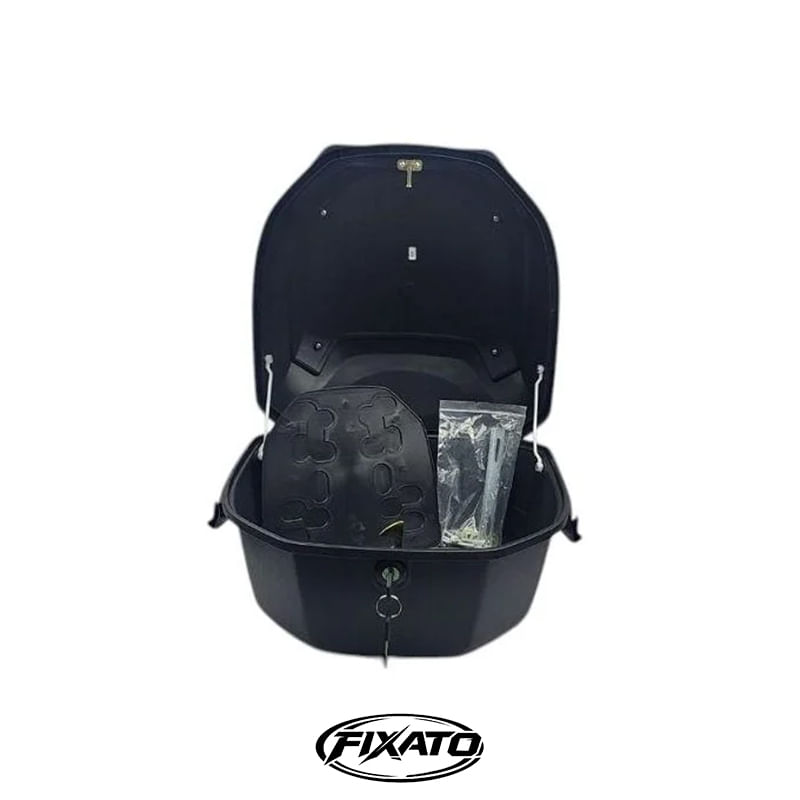 Auto si Moto - Moto - Accesorii moto si consumabile - Cutie Portbagaj Moto / Scuter FIXATO, 43x37x30 cm, cu cheie si sistem antifurt, Negru cu Rosu - Infinity.ro