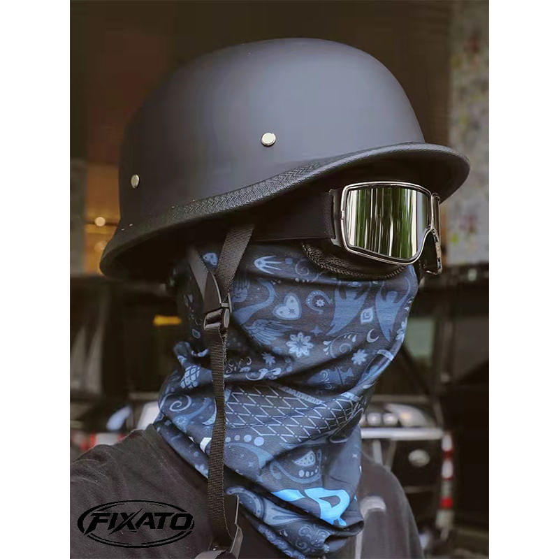 Auto si Moto - Moto - Echipamente protectie moto - Casti moto - Casca Moto/Scuter FIXATO Retro German, Interior Confortabil, Prindere rapida, Negru Mat, Marime L 59-60cm - Infinity.ro
