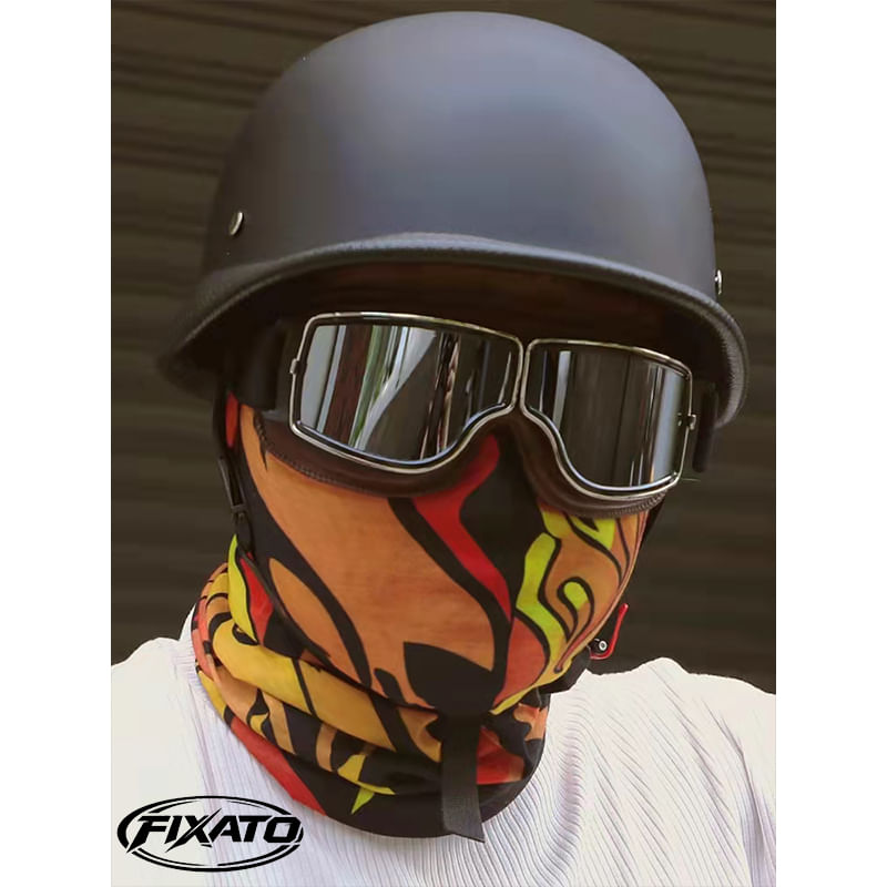 Auto si Moto - Moto - Echipamente protectie moto - Casti moto - Casca Moto/Scuter FIXATO Retro German, Interior Confortabil, Prindere rapida, Negru Mat, Marime L 59-60cm - Infinity.ro