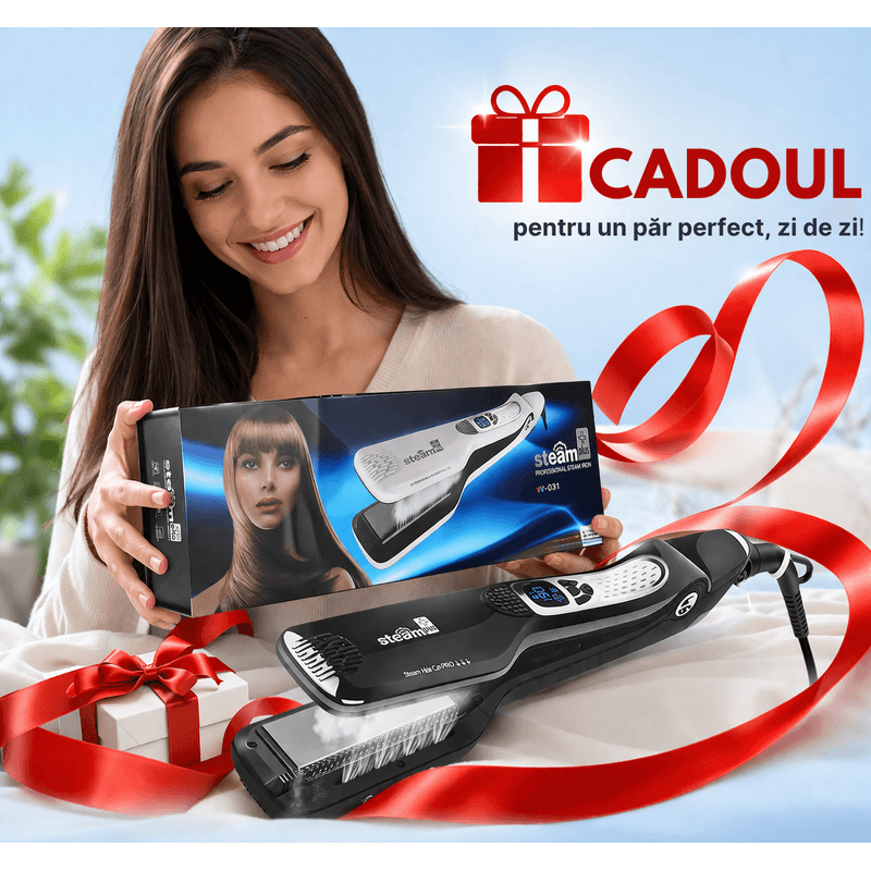 Ingrijire personala si Cosmetice - Aparate & accesorii ingrijire personala - Hair styling - Placi de indreptat parul - Placa de indreptat parul cu abur StfTauc®SteamPro, Placa de par 2 in 1, placi ceramice  5 trepte temperatura , ecran LCD - Infinity.ro