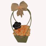 Market - Cadouri - Flori si aranjamente - Aranjament floral, 9 trandafiri din satin, floricica din lemn cu mesaj, roz somon, 37cm - Infinity.ro