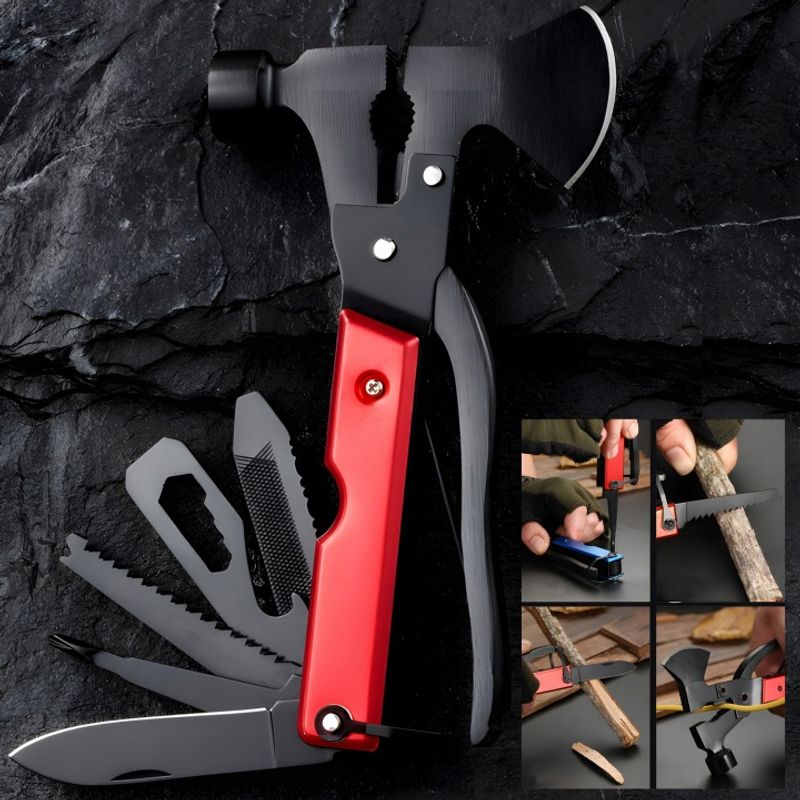 Sport si Outdoor - Accesorii si echipamente sportive - Sporturi extreme si supravietuire - Kituri supravietuire - Kit Supravietuire Militar Complet 17 in 1 NewEvo, 51 de Utilizari Diferite, Multitool, Lanterna, Cutit, Busola - Infinity.ro