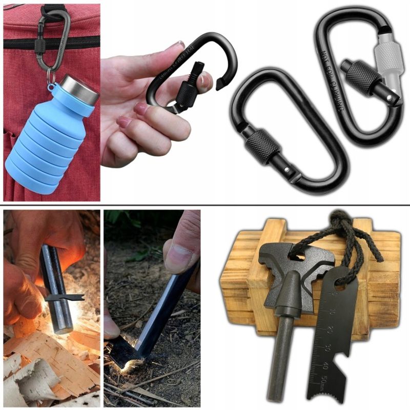 Sport si Outdoor - Accesorii si echipamente sportive - Sporturi extreme si supravietuire - Kituri supravietuire - Kit Supravietuire Militar Complet 17 in 1 NewEvo, 51 de Utilizari Diferite, Multitool, Lanterna, Cutit, Busola - Infinity.ro