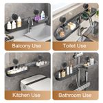 Casa si Gradina - Sanitare - Suporturi si accesorii baie - Suporturi baie - Organizator Lavoar N2L Store, Fara Gaurire, Ventuza Twist-Lock, Scurgere Apa, Transparent/Fumuriu - Infinity.ro