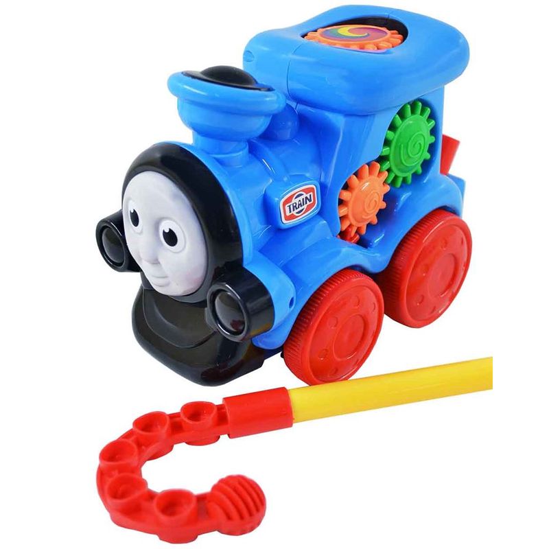 Jucarii, Copii si Bebe - Jucarii si jocuri - Jucarii bebelusi - Jucarii de tras/impins - Jucarie de Impins Interactiva Trenuletul Magic, cu Aripi Mobile si Sunete, Roz, h 58 cm, EMC ONSHOP® - Infinity.ro