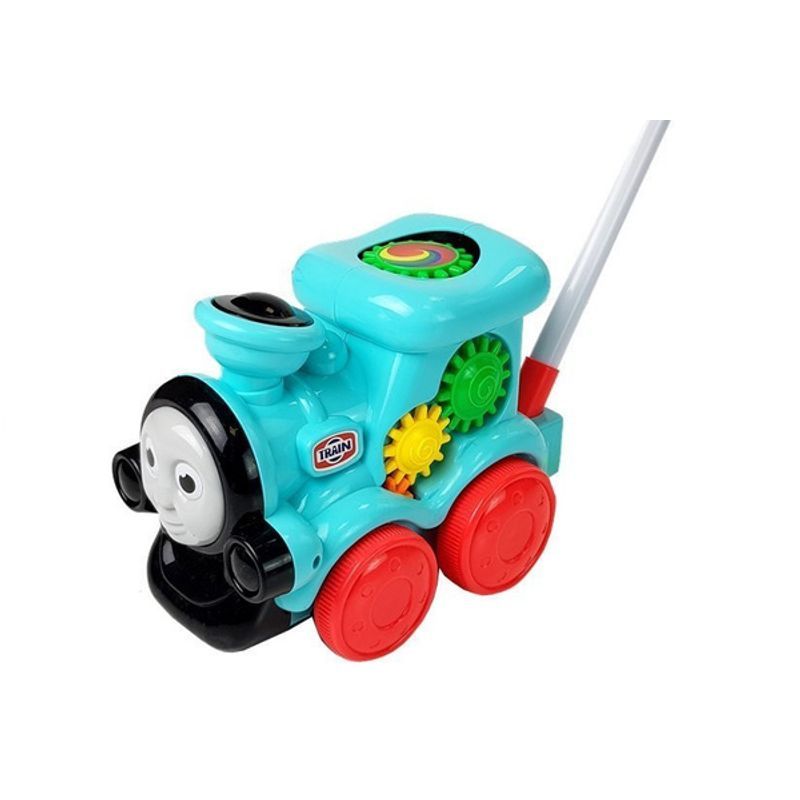 Jucarii, Copii si Bebe - Jucarii si jocuri - Jucarii bebelusi - Jucarii de tras/impins - Jucarie de Impins Interactiva Trenuletul Magic, cu Aripi Mobile si Sunete, Roz, h 58 cm, EMC ONSHOP® - Infinity.ro