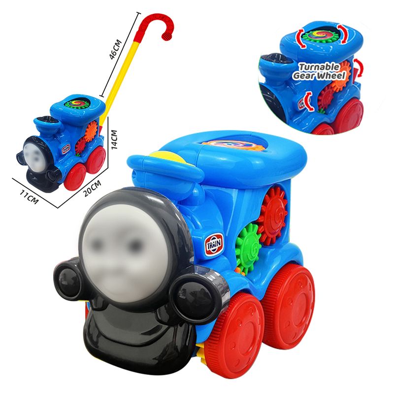 Jucarii, Copii si Bebe - Jucarii si jocuri - Jucarii bebelusi - Jucarii de tras/impins - Jucarie de Impins Interactiva Trenuletul Magic, cu Aripi Mobile si Sunete, Roz, h 58 cm, EMC ONSHOP® - Infinity.ro
