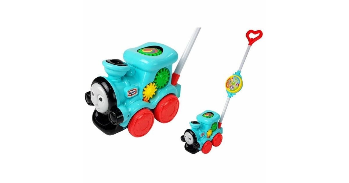 Jucarie de Impins Interactiva Trenuletul Magic, cu Aripi Mobile si Sunete, Roz, h 58 cm, EMC ONSHOP®