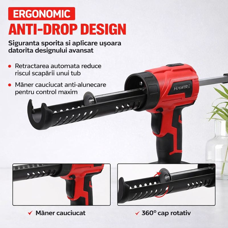 Casa si Gradina - Constructii - Scule electrice si accesorii - Pistoale de lipit - Pistol electric pentru silicon HAWIRE, 20V, 4 viteze reglabile, 300kg/s, 2Ah - Infinity.ro