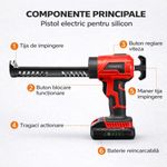 Casa si Gradina - Constructii - Scule electrice si accesorii - Pistoale de lipit - Pistol electric pentru silicon HAWIRE, 20V, 4 viteze reglabile, 300kg/s, 2Ah - Infinity.ro