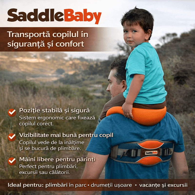 Jucarii, Copii si Bebe - Carucioare si articole de transport - Marsupii si hamuri bebe - Port bebe HAWIRE SaddleBaby, ergonomic, portocaliu, 2-5 ani, pana la 22kg - Infinity.ro