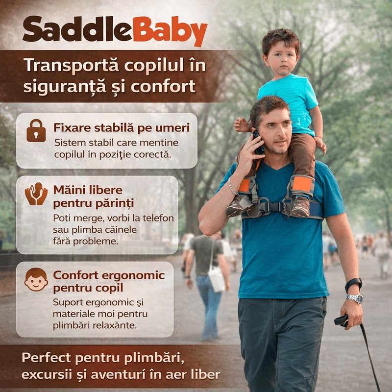 Jucarii, Copii si Bebe - Carucioare si articole de transport - Marsupii si hamuri bebe - Port bebe HAWIRE SaddleBaby, ergonomic, portocaliu, 2-5 ani, pana la 22kg - Infinity.ro